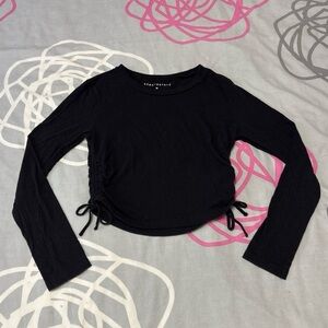 Aeropostale Black Long Sleeve Ruched Crop Top